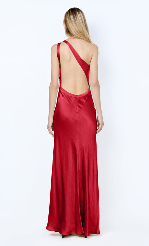 GIA ASYM MAXI DRESS - CHERRY