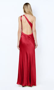 GIA ASYM MAXI DRESS - CHERRY