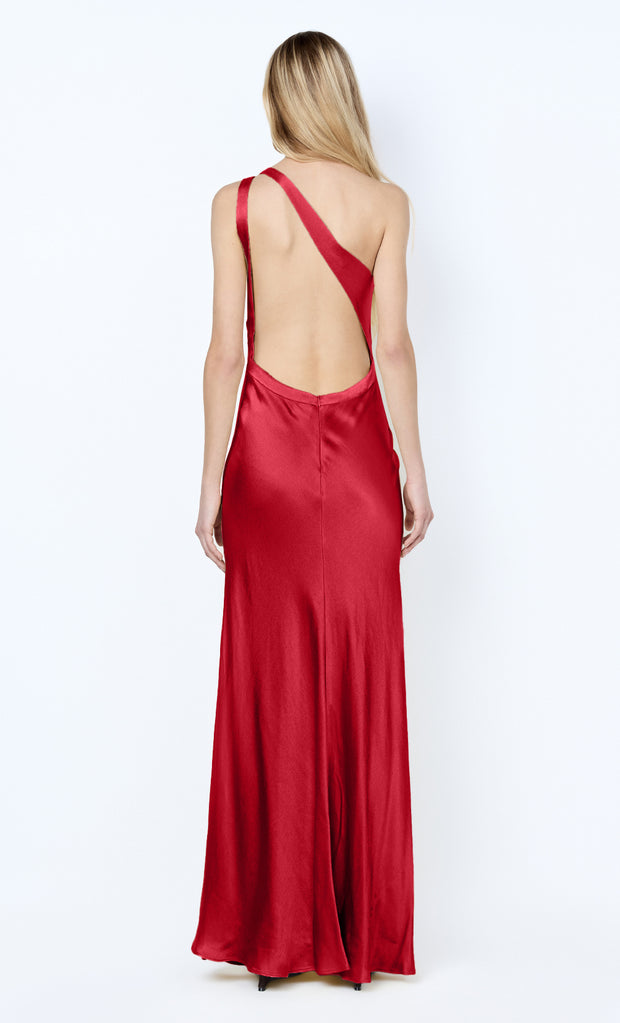 GIA ASYM MAXI DRESS - CHERRY