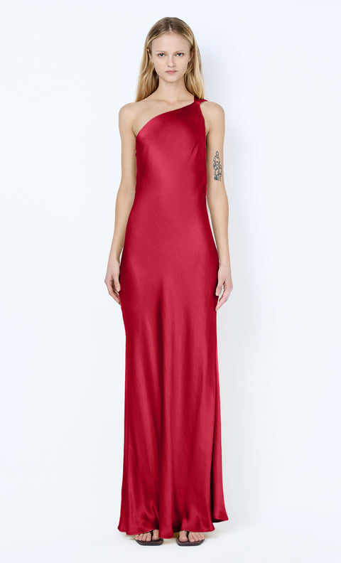 GIA ASYM MAXI DRESS - CHERRY