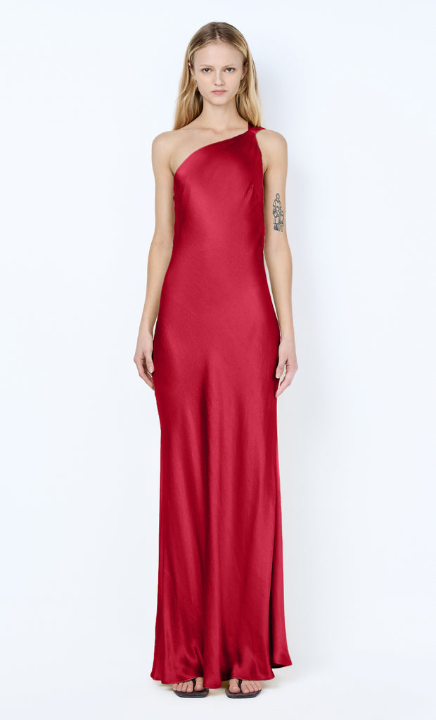 GIA ASYM MAXI DRESS - CHERRY