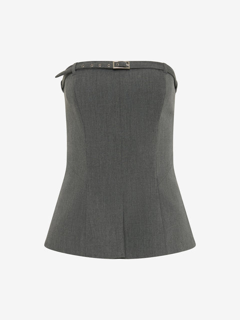 ESTELLE STRAPLESS TOP - CHARCOAL