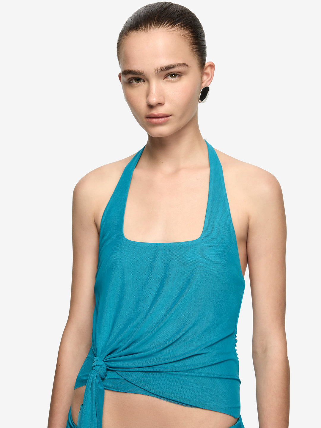 OLYSSIA KNOT HALTER TOP - JADE