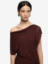 AMANDA DRAPE MAXI DRESS - RAISIN