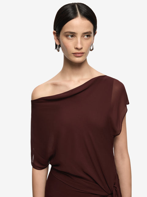 AMANDA DRAPE MAXI DRESS - RAISIN