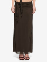 OLYSSIA KNOT SKIRT - BITTER CHOC