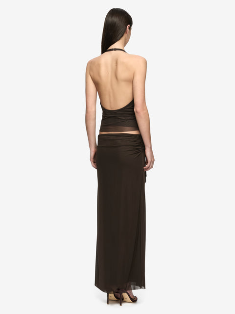 OLYSSIA KNOT SKIRT - BITTER CHOC
