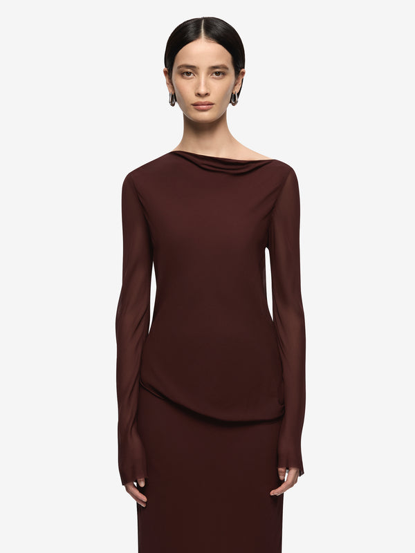 AMANDA LONG SLEEVE MAXI DRESS - RAISIN