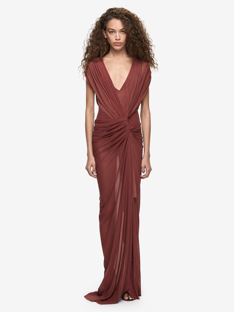 LEIA DRAPE MAXI DRESS - RUST