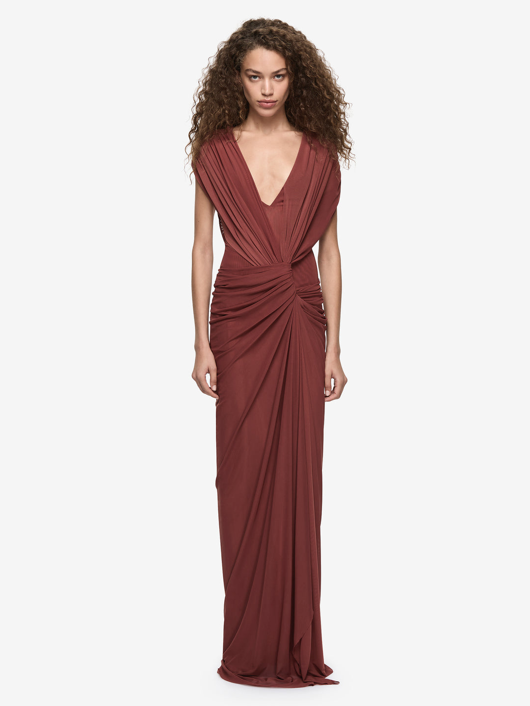 LEIA DRAPE MAXI DRESS - RUST
