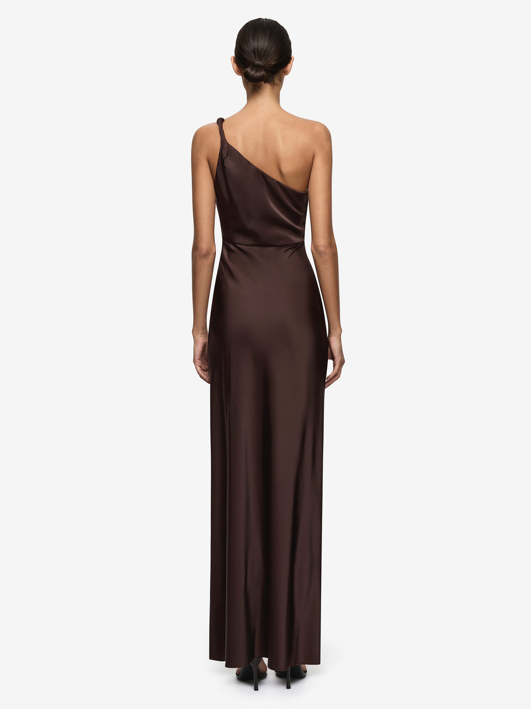 LUNETTA ASYM DRESS - DARK CHOCOLATE