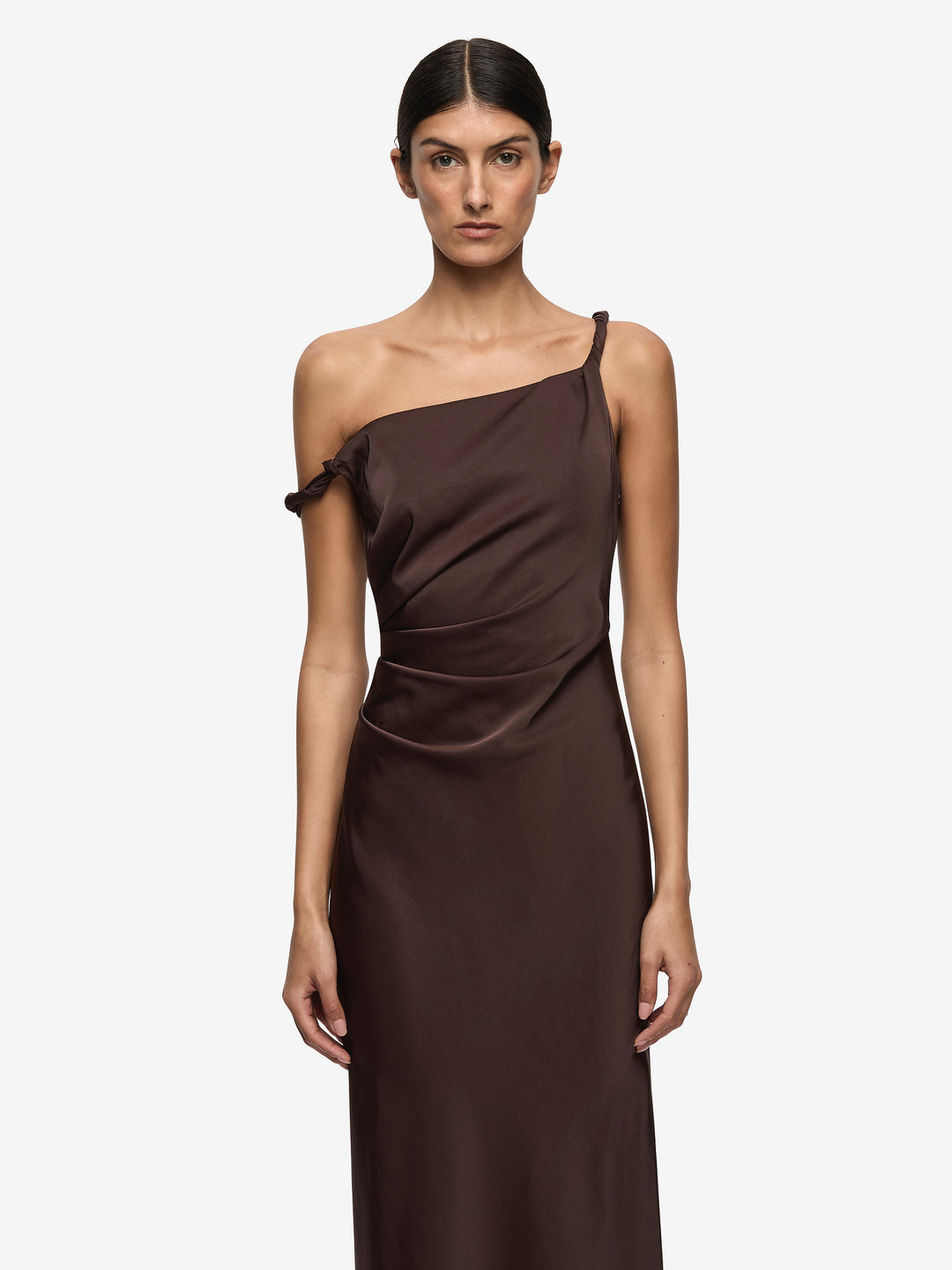 Lunetta Twist Strap Dress in Dark Chocolate - BEC + BRIDGE BEC + BRIDGE US Lunetta Twist Strap Dress in Dark Chocolate - BEC + BRIDGE BEC + BRIDGE US