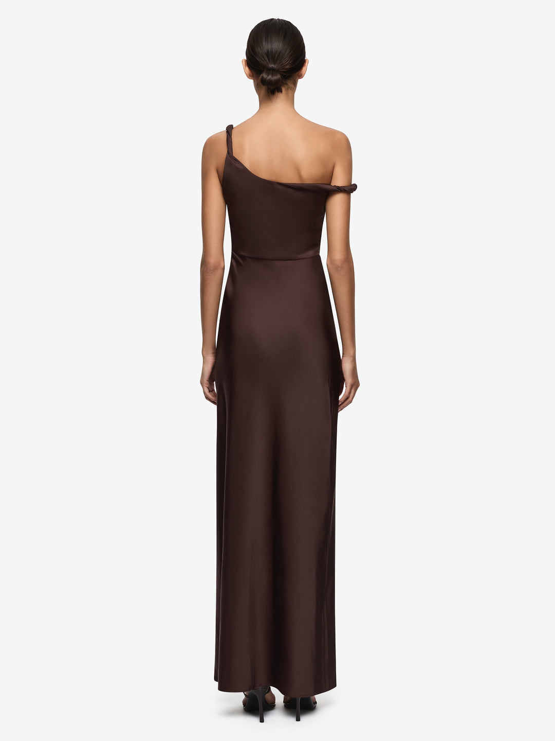 LUNETTA TWIST STRAP DRESS - DARK CHOCOLATE