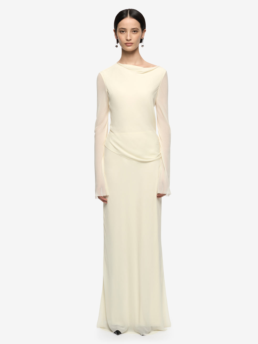 bec and bridge white long sleeve dress The Moon Dance Long Sleeve Cowl Dress as seen on Shimma, shop the covetable WEDDING EDIT online now. Exclusively at Emporium, Karrinyup and the Wedding Suite. #becandbridge #bridal
