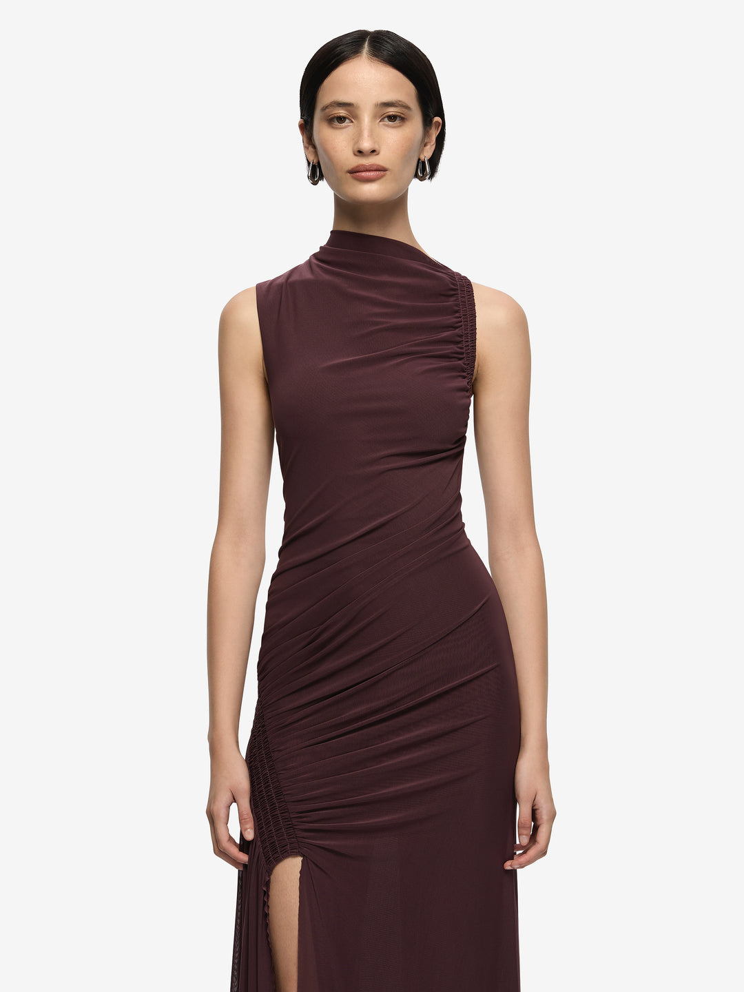 MARABOU MAXI DRESS - AUBERGINE