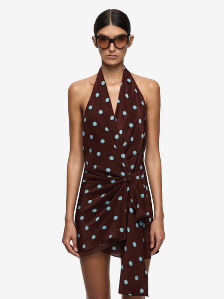 Bec + Bridge Mathilde Halter Mini Dress in Brown