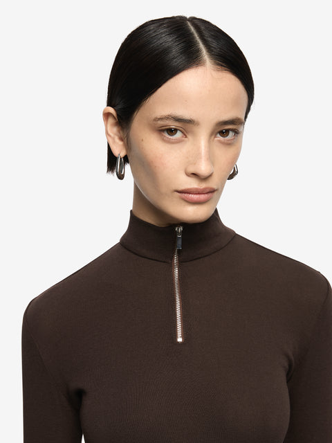 MONETA LONG SLEEVE TOP - DARK CHOCOLATE