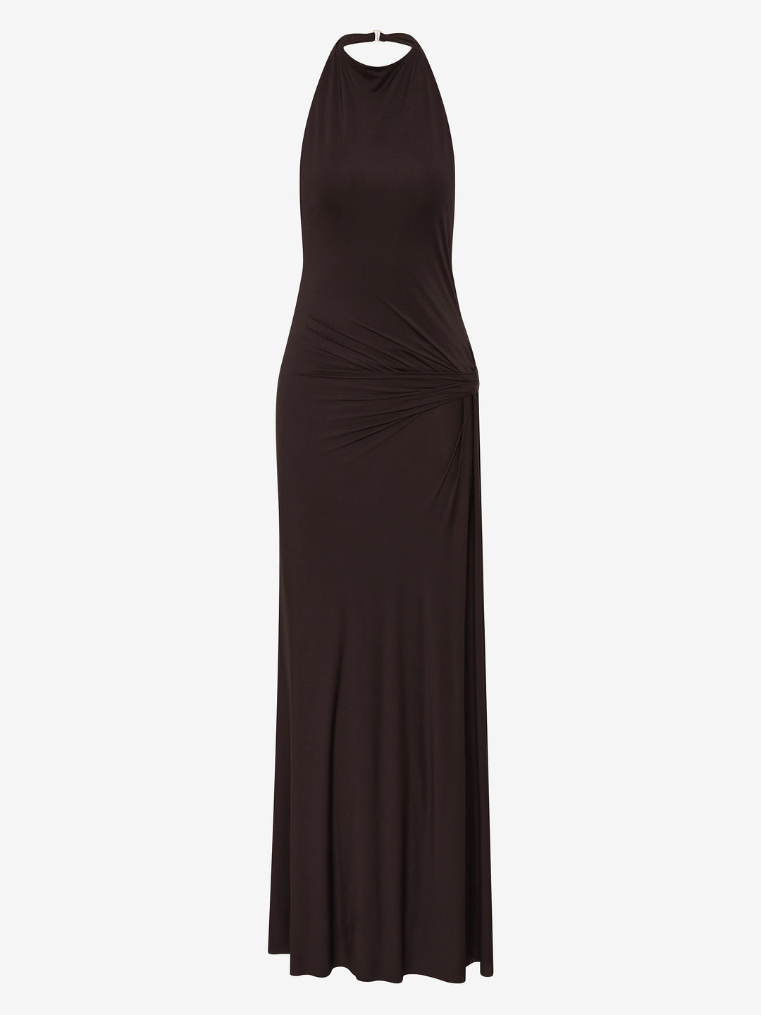 COURT HALTER MAXI DRESS - DARK CHOCOLATE