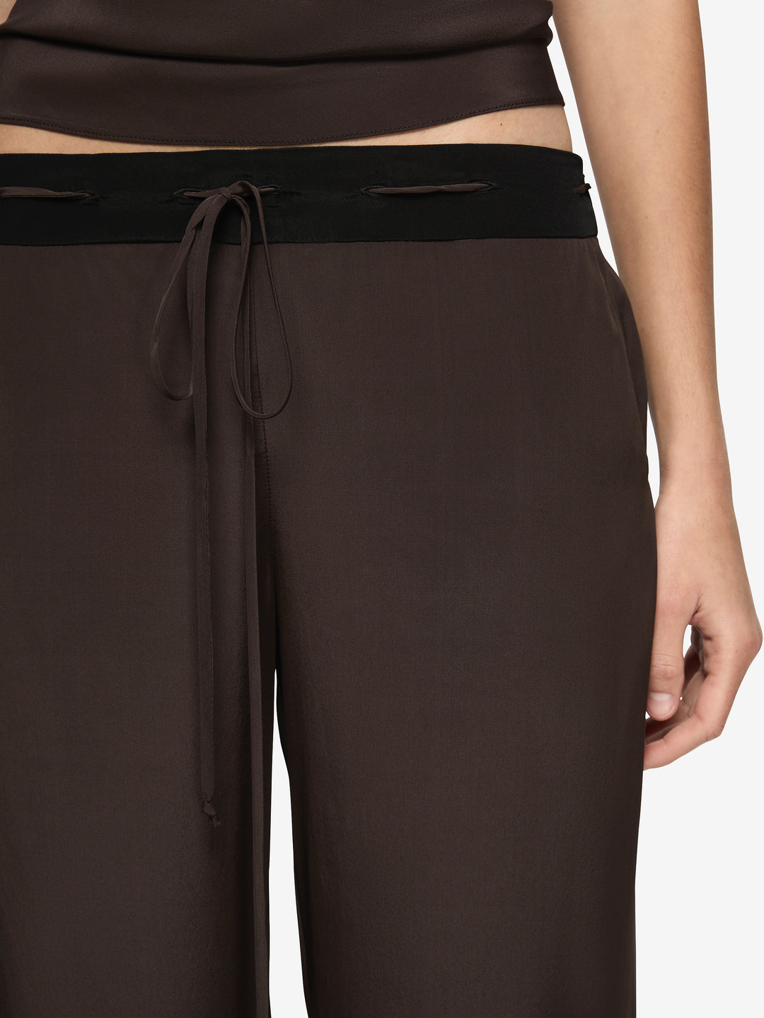 ELENI PANT - DARK CHOCOLATE/BLACK