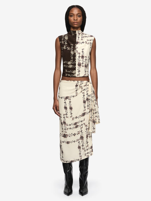 MYAH MIDI SKIRT - GEO VINE FLORAL CREAM