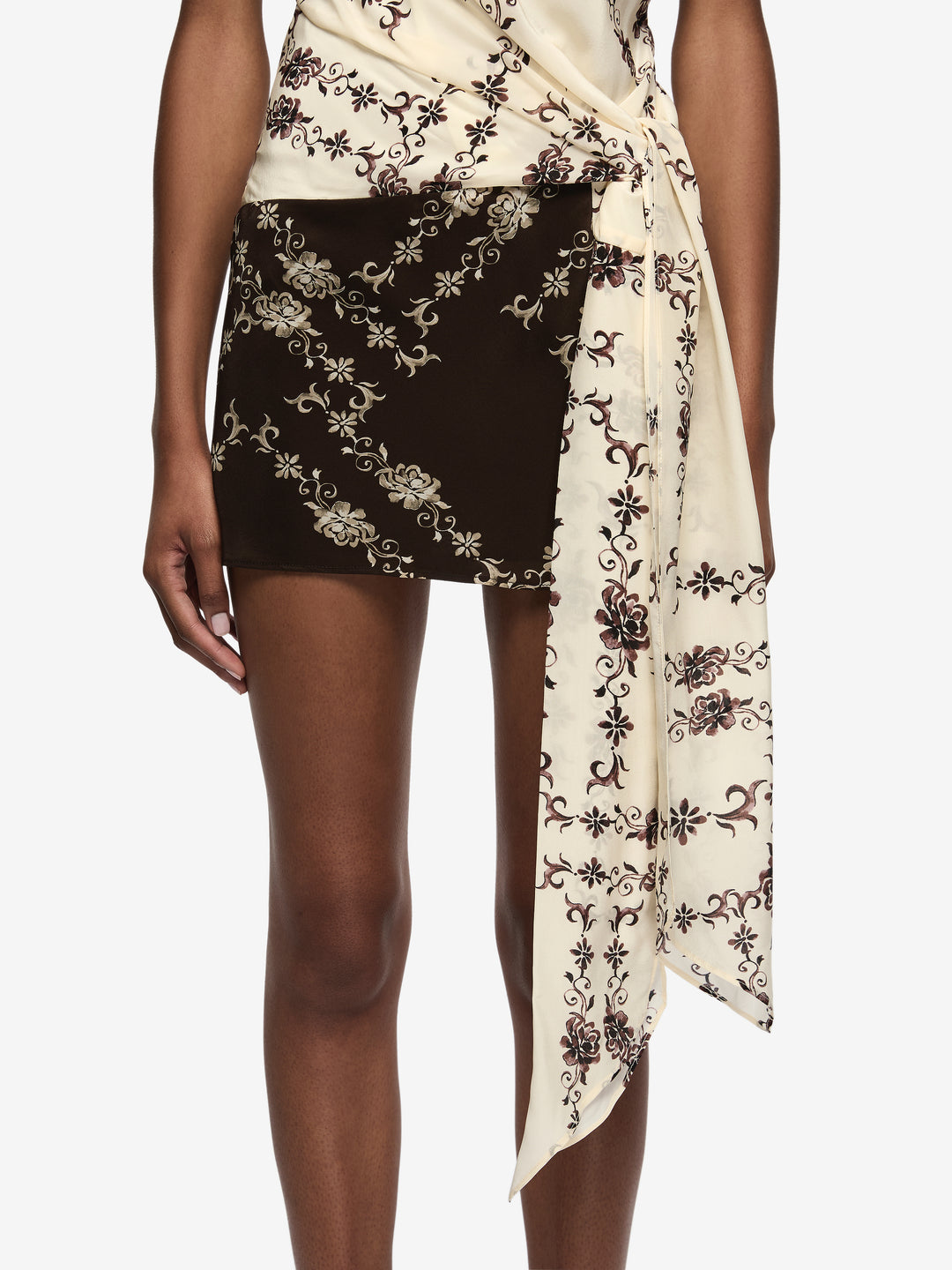 MYAH MINI DRESS - GEO VINE FLORAL CHOC/CREAM