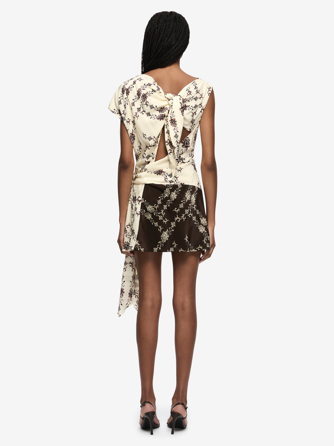 MYAH MINI DRESS - GEO VINE FLORAL CHOC/CREAM