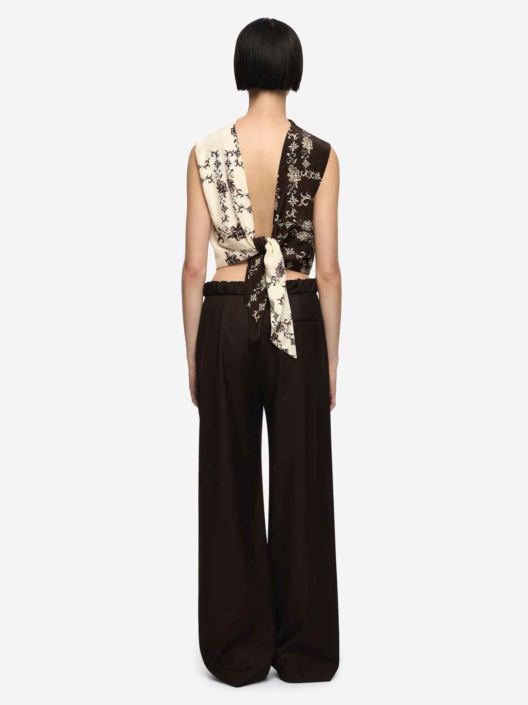 MYAH TOP - GEO VINE FLORAL CHOC/CREAM