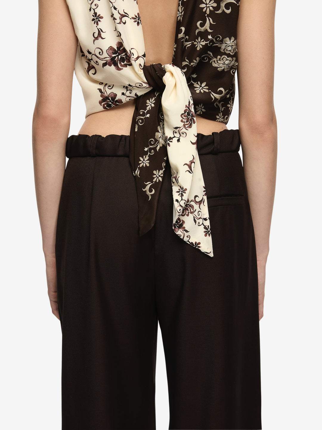 MYAH TOP - GEO VINE FLORAL CHOC/CREAM