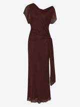 AMANDA DRAPE MAXI DRESS - RAISIN