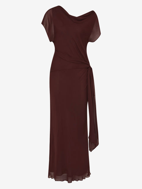 AMANDA DRAPE MAXI DRESS - RAISIN