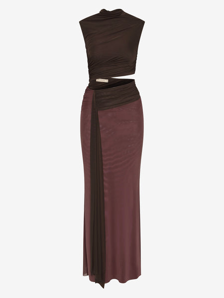 karina tuck midi dress - tangerine Karina Tuck Midi Dress in Dark Chocolate