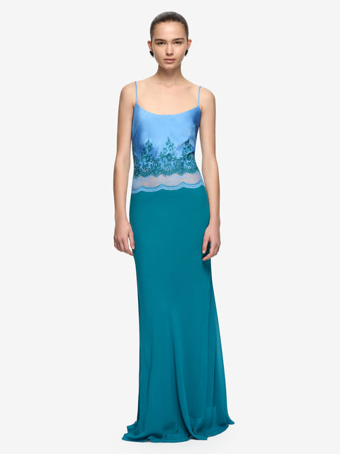 ORSINA SCOOP MAXI DRESS - AZURE BLUE/JADE