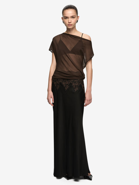 ORSINA DRAPE TOP - BITTER CHOC
