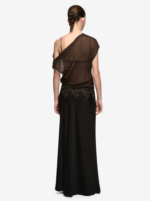 ORSINA MAXI SKIRT - BLACK/BITTER CHOC