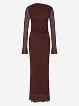 AMANDA LONG SLEEVE MAXI DRESS - RAISIN