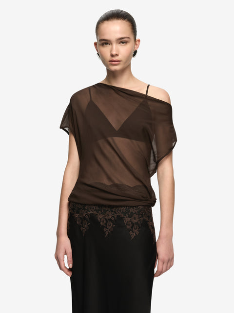 ORSINA DRAPE TOP - BITTER CHOC