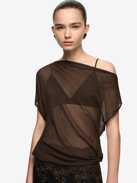 ORSINA DRAPE TOP - BITTER CHOC