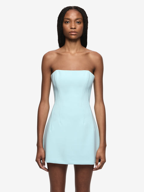 ROMEE STRAPLESS MINI DRESS - GLACIER BLUE