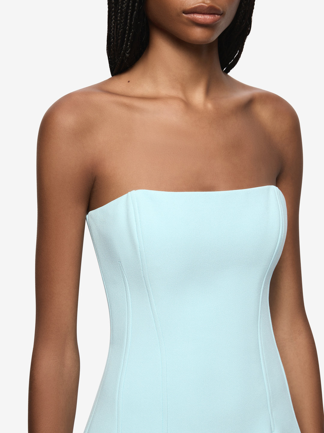 ROMEE STRAPLESS MINI DRESS - GLACIER BLUE