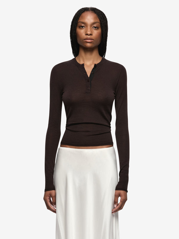 RUE LONG SLEEVE TOP - DARK CHOCOLATE
