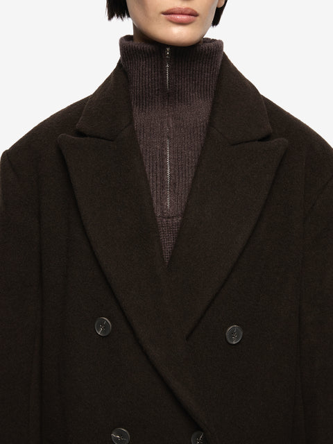RUTHE WOOL COAT - DARK CHOCOLATE
