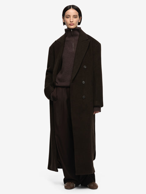 RUTHE WOOL COAT - DARK CHOCOLATE
