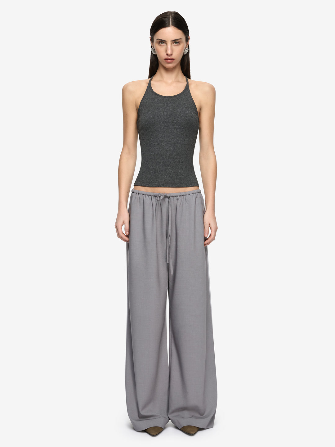 AZURI RACER BACK TOP - CHARCOAL MARLE