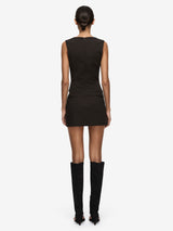 SAZRIEL BUCKLE MINI DRESS - CHOC/AMBER STRIPE