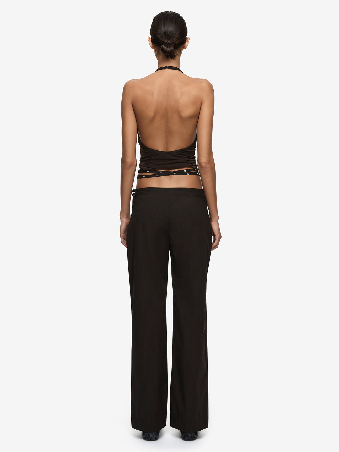 SAZRIEL BUCKLE PANT - CHOC/AMBER STRIPE