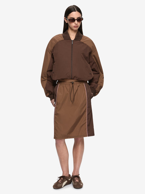 LANEY MIDI SKIRT - CHOC/COFFEE/BLUSH