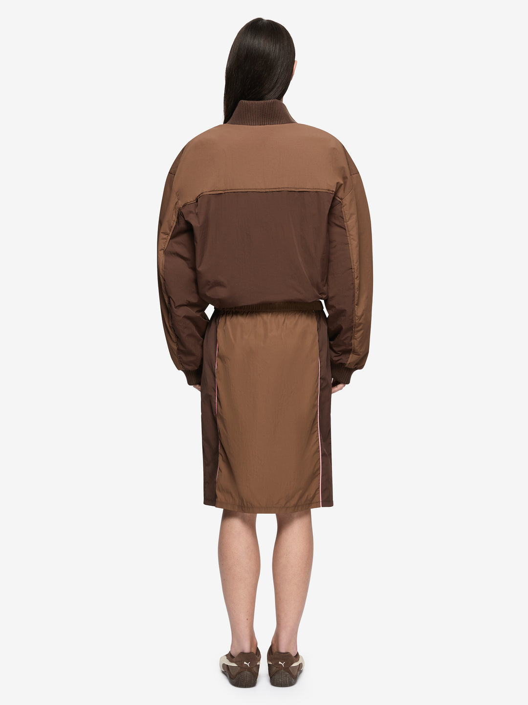 LANEY MIDI SKIRT - CHOC/COFFEE/BLUSH
