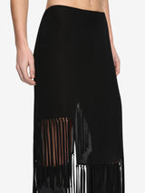 MELISSA FRINGE MIDI SKIRT  - BLACK