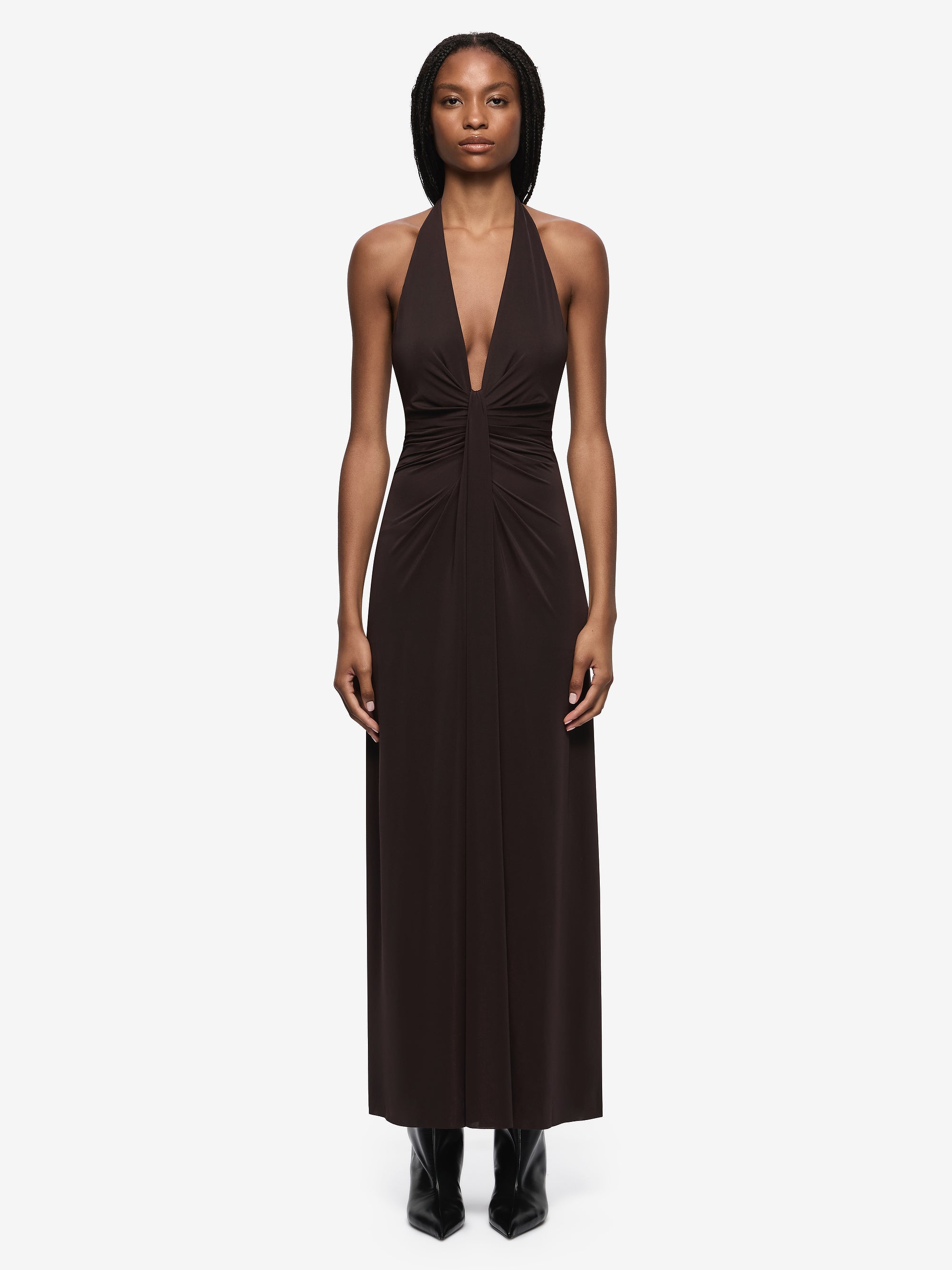 TILLIE DRAPE MAXI DRESS - DARK CHOCOLATE – BEC + BRIDGE US