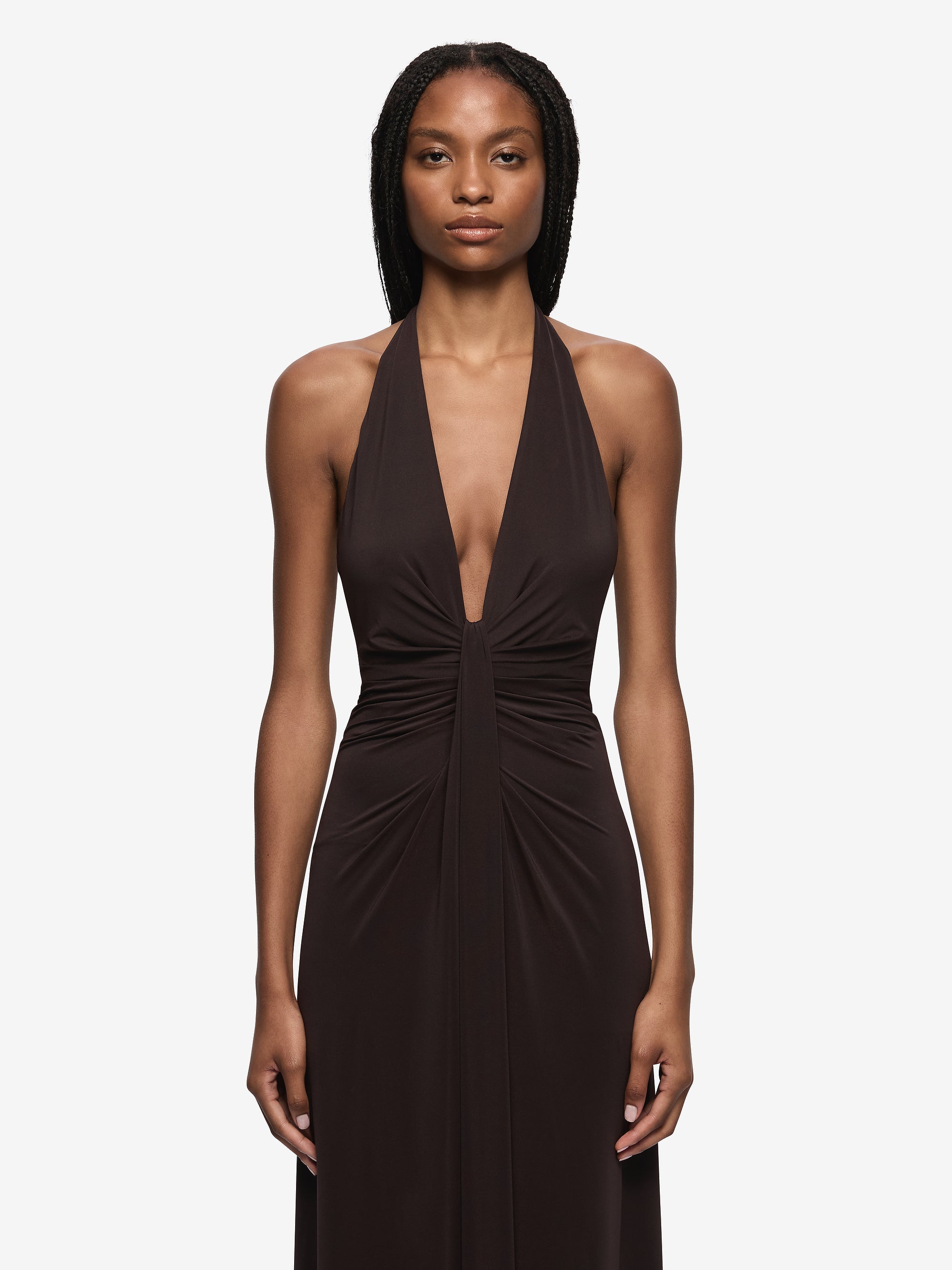 TILLIE DRAPE MAXI DRESS - DARK CHOCOLATE – BEC + BRIDGE US